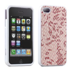 iPhone 4S 4 Anti-Slip Hard Protector Cover (Pink-White)